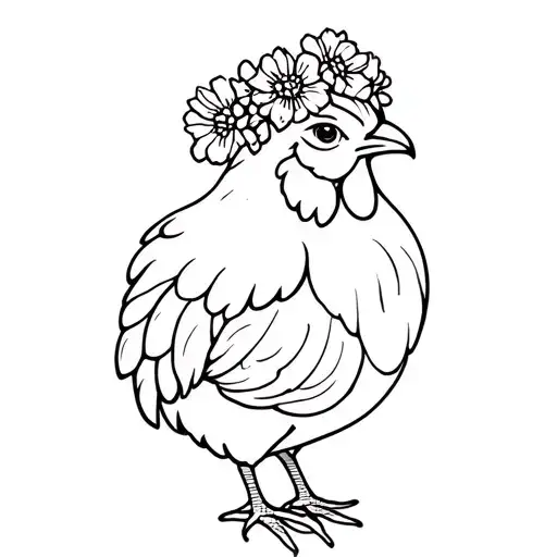 Hen Wearing Flower Crown