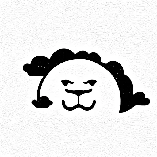 Cute Japanese Lion With Asian Clouds