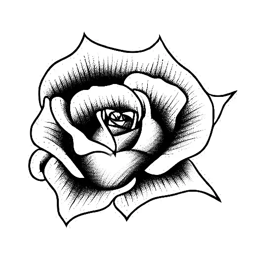 Line Rose With Butterfly