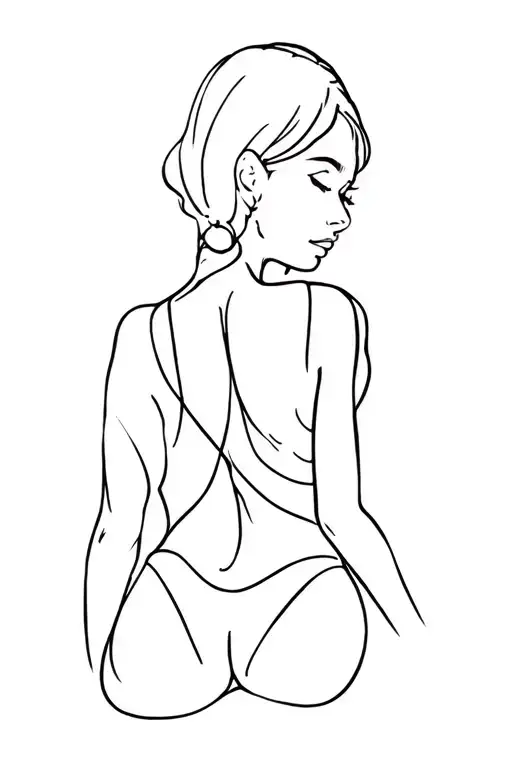 Line Back Tattoo Sexy Girl