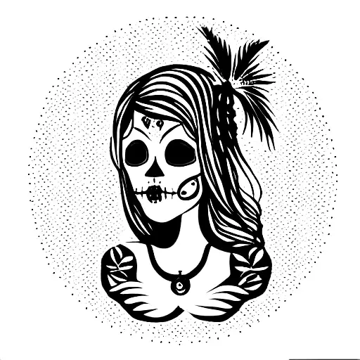 Dead Girl Mexican Style Dia De Los Muertos With A Palm Tree