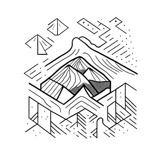 A Minimalist Tattoo Of A Mountain Range Merging Into An Ocean Horizon