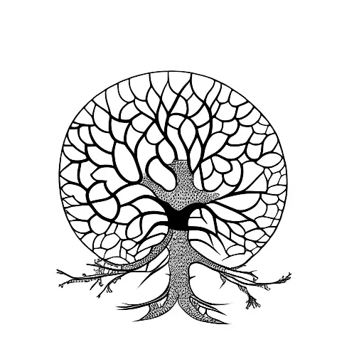 Design Of A Tree Branch With Animals And Vegetation