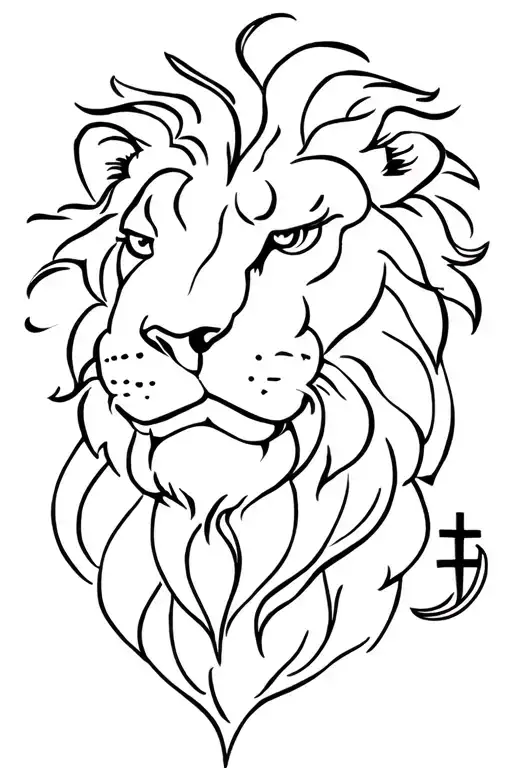 Lion Tattoo With A Cross