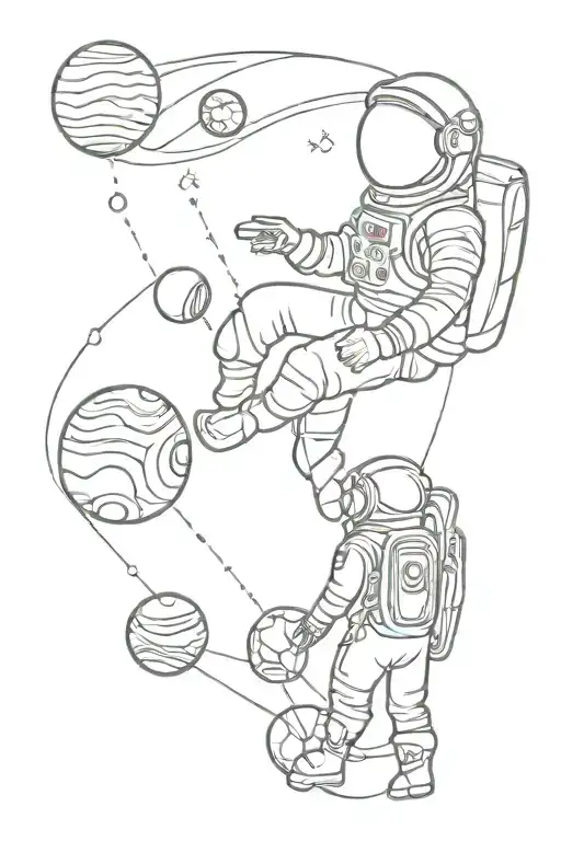 Astronaut With Planets Orbiting Above