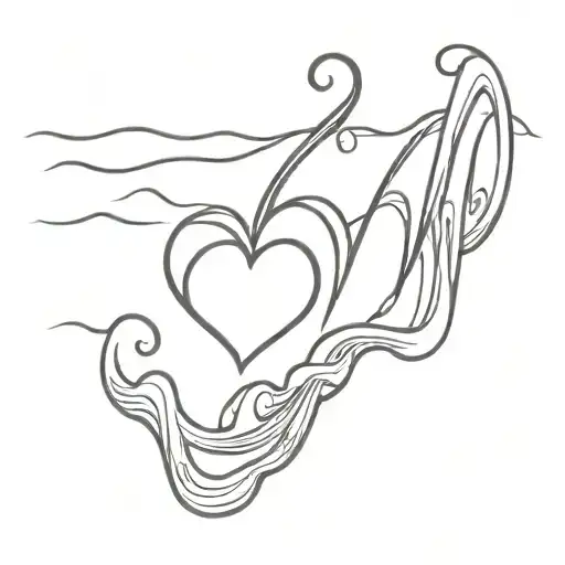 7 Number And Ocean Waves And Heart