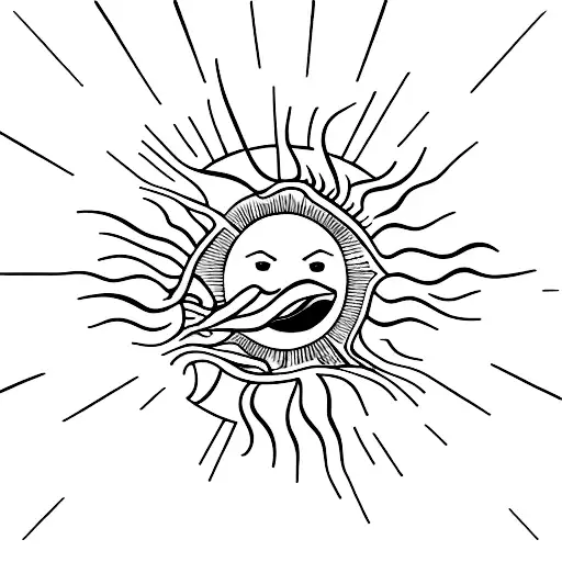 Letter E With Sun Rays