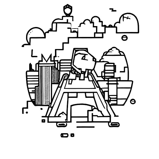 A Cityscape At Night With Gaming Characters Climbing Skyscrapers