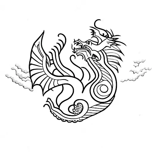 Sleeve With Japanese Style Dragon With Hieroglyphs And The Names Kennia Jordan And Lexington