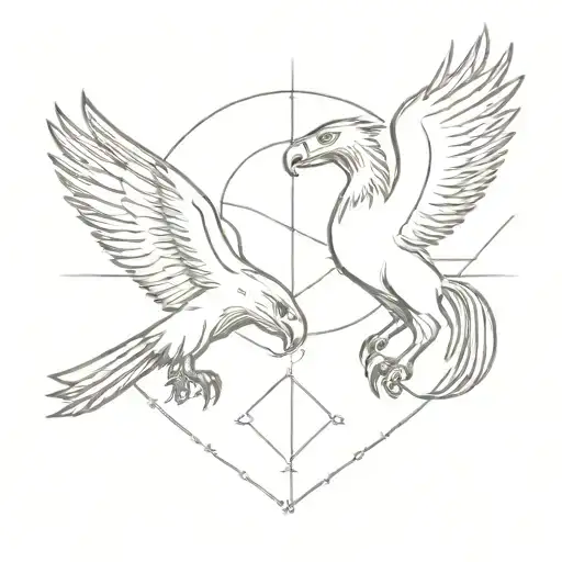 A Minimalist Design Of An Eagle And A Horse Facing Off In A Boxing Ring