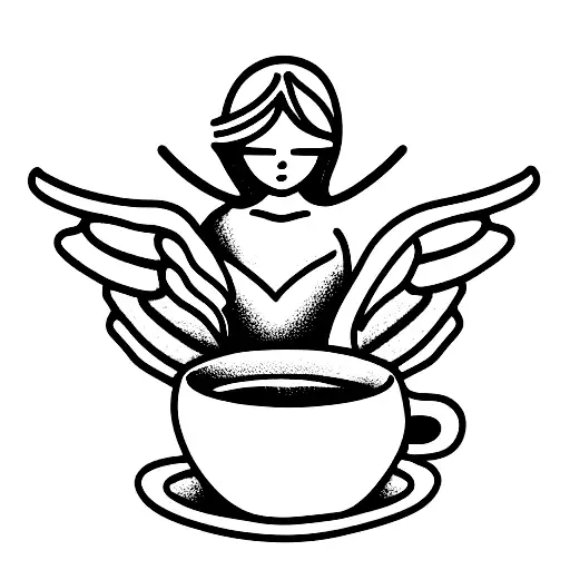 Resting Angel With A Cup Of Coffee