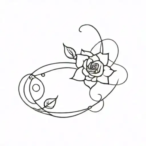 Tattoo With North Direction And Mini Rose Intertwined