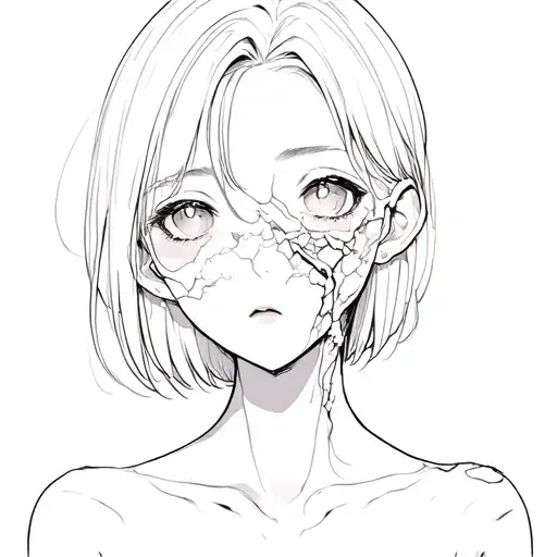 A Beautiful Anime Girl Whose Skin Is Peeling Off Half Of Her Face