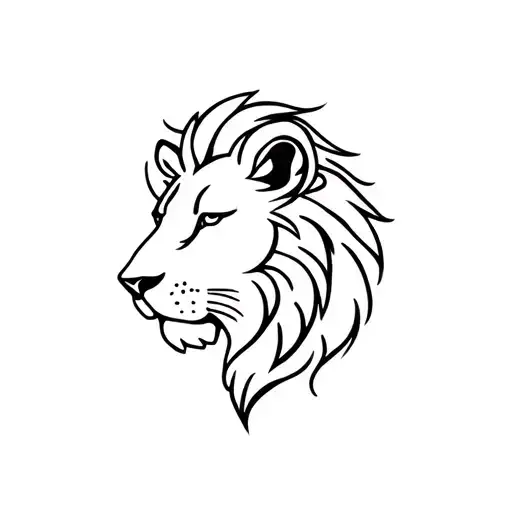 Simple Minimalist Half Lion Head