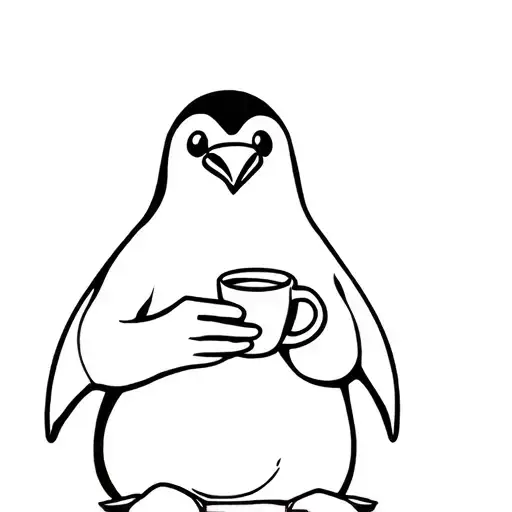 Penguin Holding A Coffee Mug Using A System Of A Down Shirt