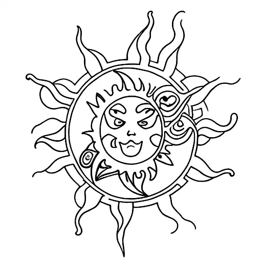 Sun And Moon Couple Tattoo Incorporating And An L And U