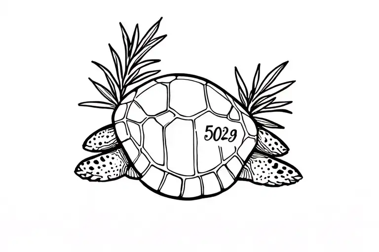 Turtle With The Number 5029 And Rosemary
