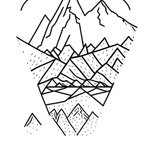 A Minimalist Tattoo Of A Mountain Range With A Hidden Horse Silhouette