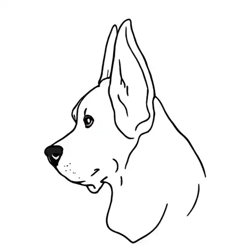 Dog Ear Outline Simple Line Drawing
