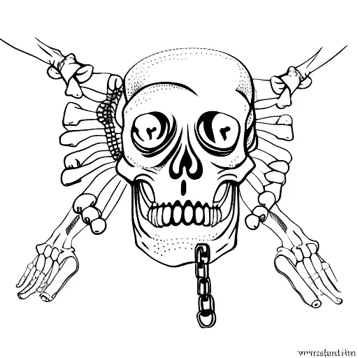 One Skeleton Hand With Chains Wrapped Around The Entire Hand