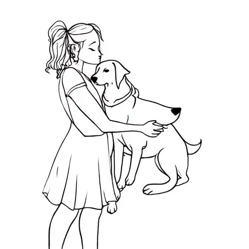 A Girl Hugging A Dog