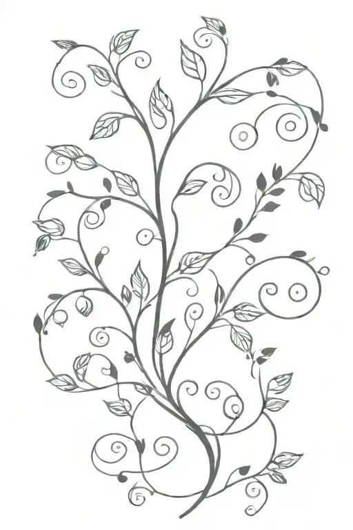 Fine Line Tattoo Vine Swirls Dots