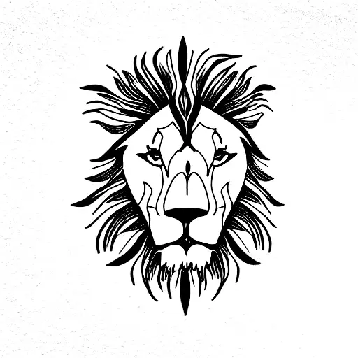 Lion Head With Mountain Range Below