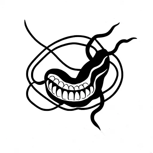 A Snake Wraps Around A Blade On A Skull