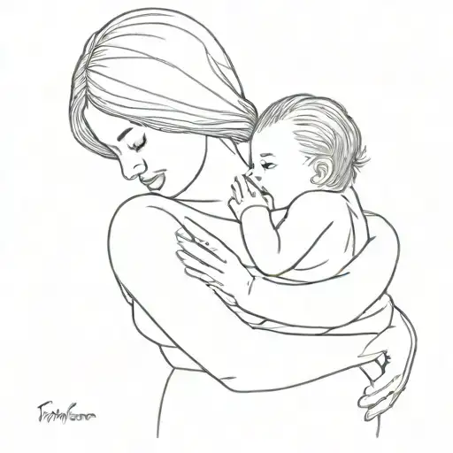 Woman Holding Her Baby In Her Arms Representing Maternal Love