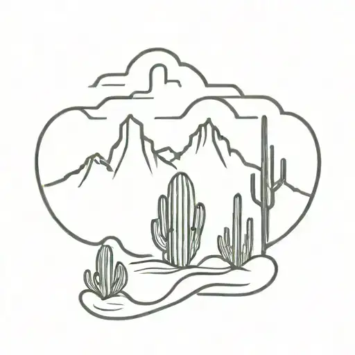 Mountain Back Ground With A Cactus