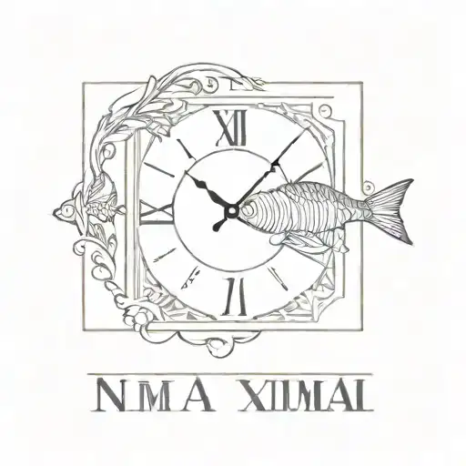 Roman Numeral Date Square With Fish Swimming