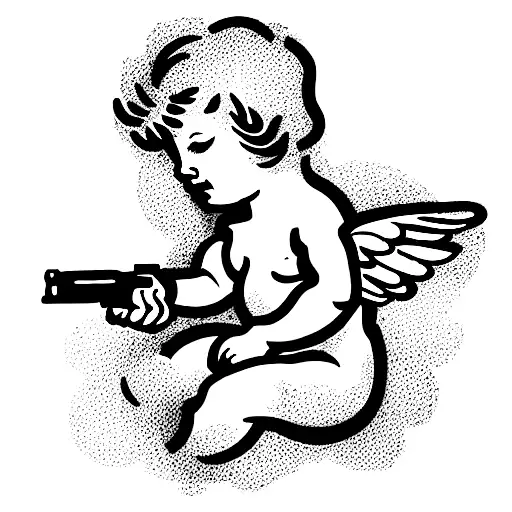 A Cherub Holding A Gun