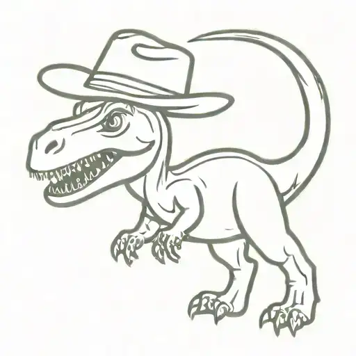 Dinosaur Wearing Cowboy Hat Holding