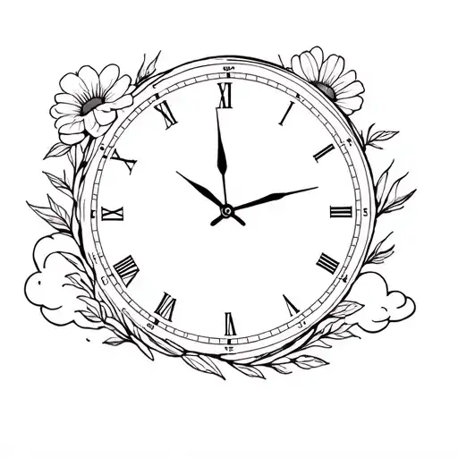 Clock Something Embraces Cloud Flowers