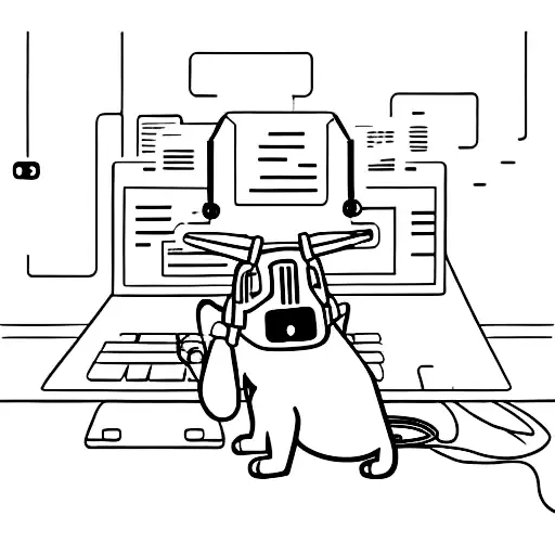 A Dog Wearing Headphones And Sitting On A Computer Keyboard