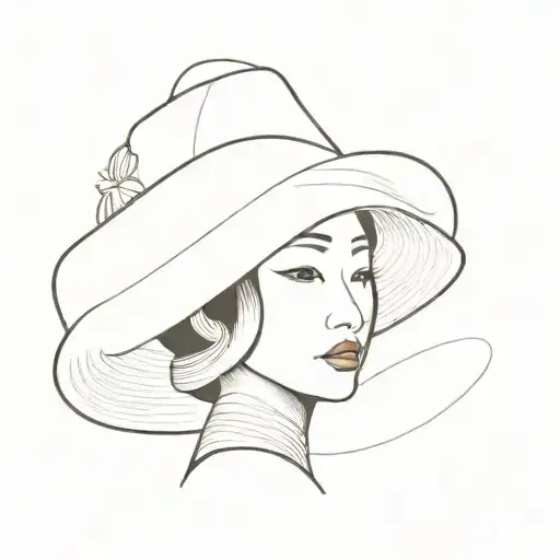 Asian Woman In A Traditional Vietnamese Hat