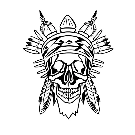 Skull With Native American Headwear