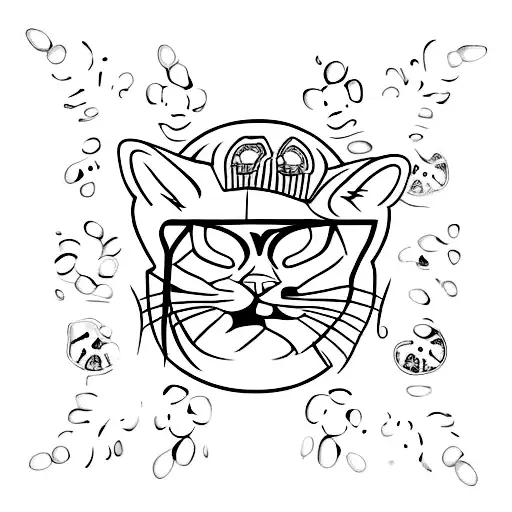 A Minimalist Tattoo Of A Football Surrounded By Cat Paw Prints