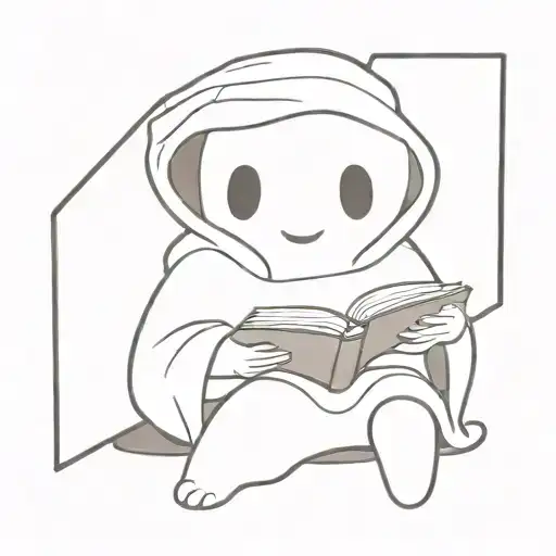Cute Ghost Reading A Book Open In Front