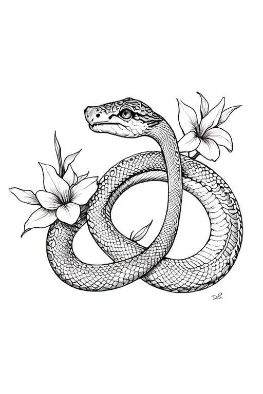 A Snake With Iris Flowers As Motifs In The Snake