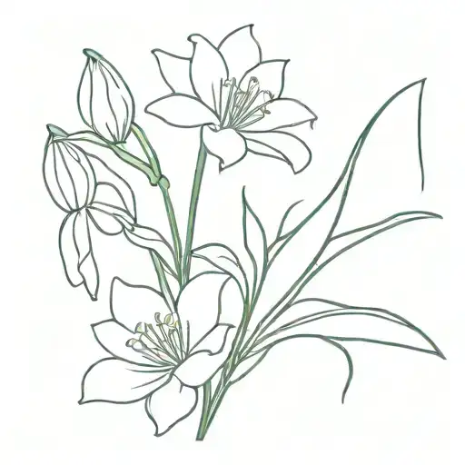 Snowdrop Flower With A Rose And A Narcissus Flower