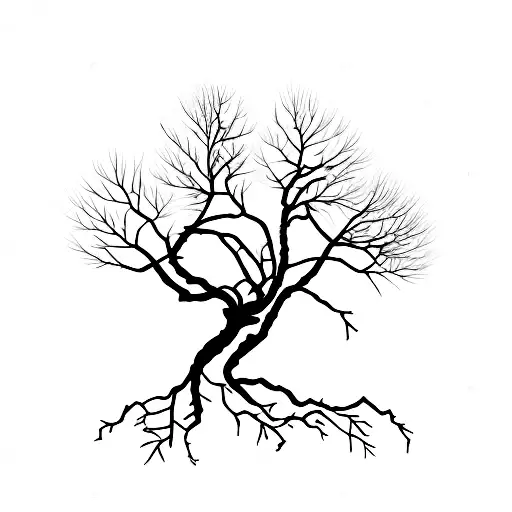 A Delicate Pink And Red Tree Silhouette With Intricate Branches