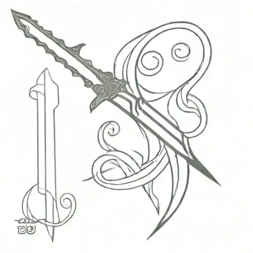 Sword With Tarus Zodiac Sign And A Waves