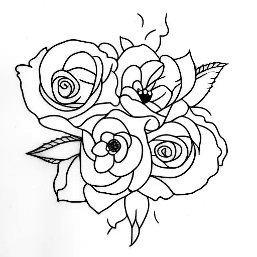 A Minimalist Tattoo Of A Flower Bouquet With Each Flower Representing A Different Genre Of Music