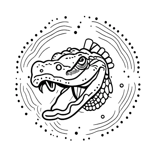 Profile Of A Caiman With Half A Head Coming Out Of The Water