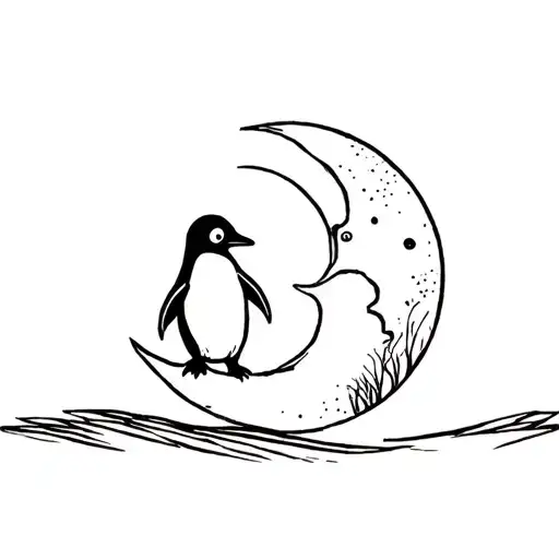 Just A Penguin And A Moon Without Landscape
