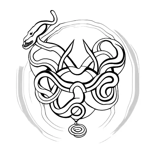 The Mythical Snake Vasuki Wrapped Around A Trident