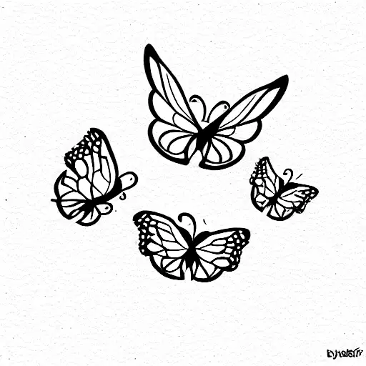 Small 8 Butterflies Sleeve Fine Line