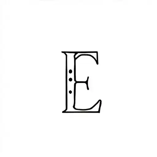 Simple Small Fine Line Art Of A Sewing Button Where The Holes In The Middle Make The Letter E