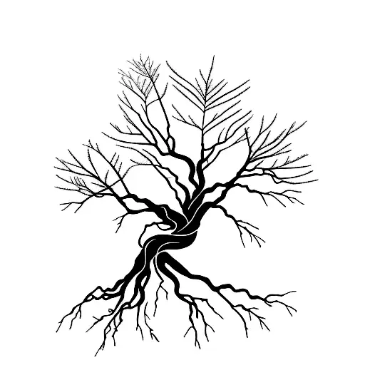 A Delicate Pink And Red Tree Silhouette With Intricate Branches